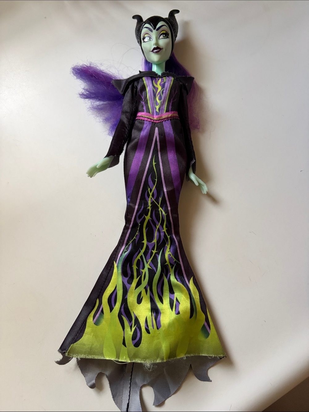 Villain-Themed Purple & Green Malifecente Fashion Doll Dress for Kids
